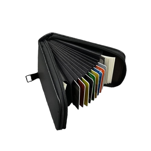 LITCHI EMBOSSED MENS BLACK CARD HOLDER/WALLET - Picture 2 of 6